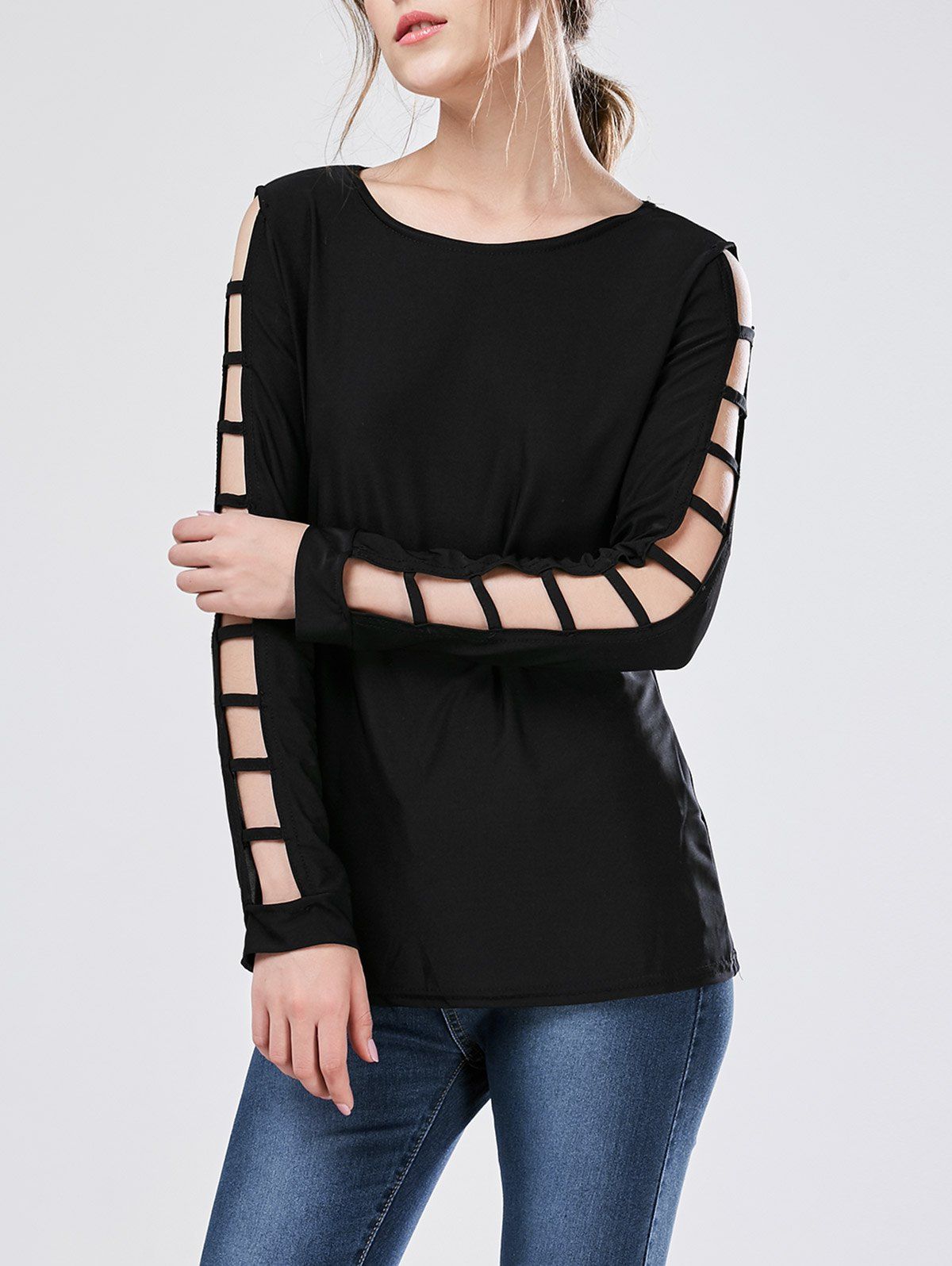

Cut Out Long Sleeve Tee, Black