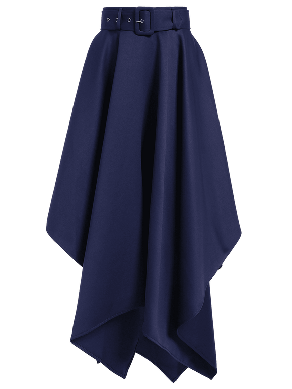 Jupe mouchoir plissée à longueur Maxi - Bleu profond S