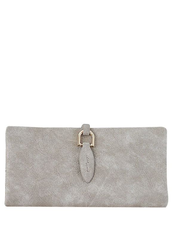 Portefeuille d'embrayage à deux plis en cuir faux avec embellissement métallique - Kaki Léger 
