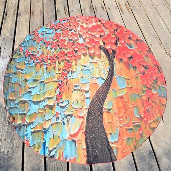 Vivid Peinture Flower Tree Oil Plage Round Throw - multicolore ONE SIZE