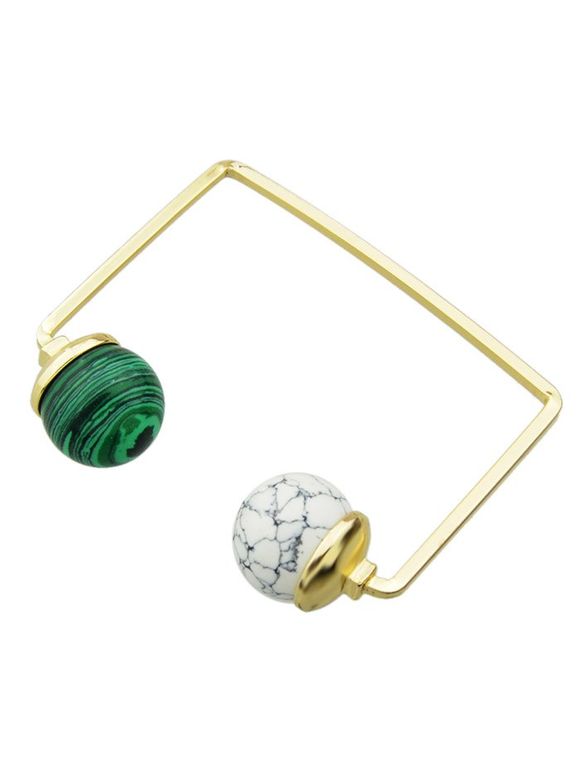 Bracelet Manchette Motif Boules en Pierre Fantaisie - Blanc et vert 