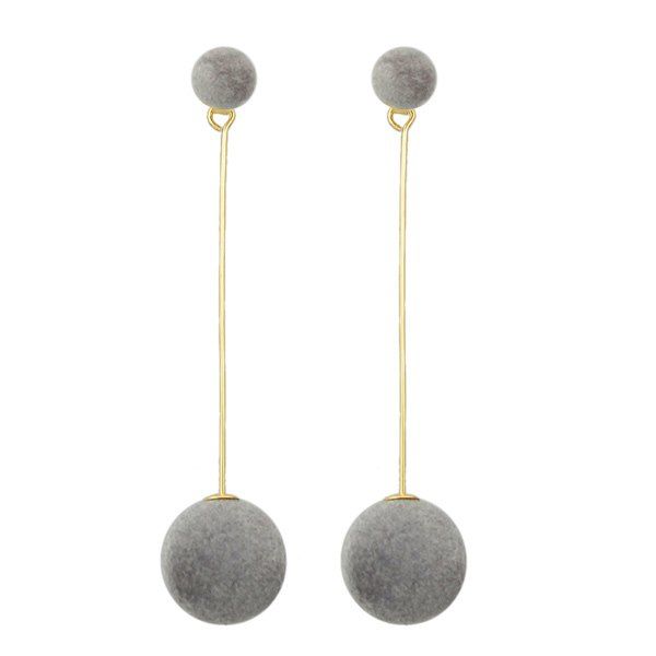 

Small Pom Ball Pendant Earrings, Gray