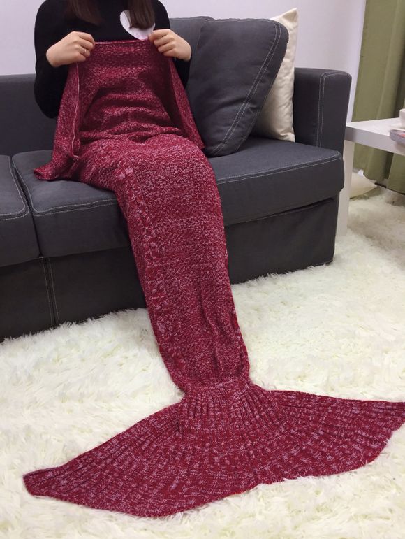 Couverture Style Queue de Sirène Tricotée au Crochet Confortable - Rouge 