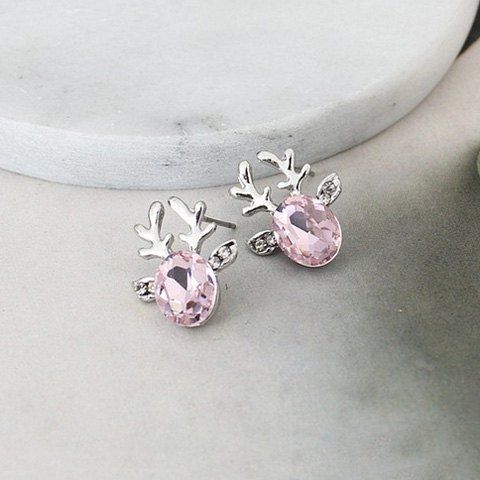 

Rhinestone Elk Shape Stud Earrings, Pink