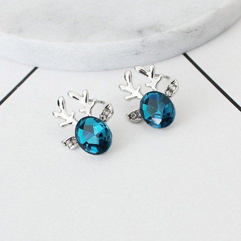 

Rhinestone Elk Shape Stud Earrings, Lake blue