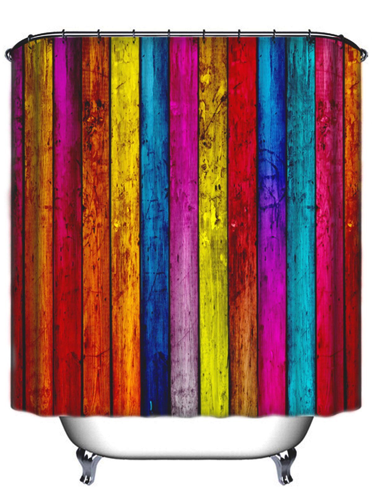 

Thicken Colormix Stripe Waterproof Bath Shower Curtain
