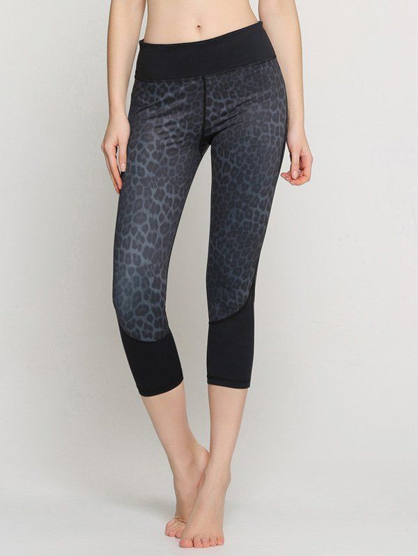 

Leopard Capri Yoga Leggings, Black