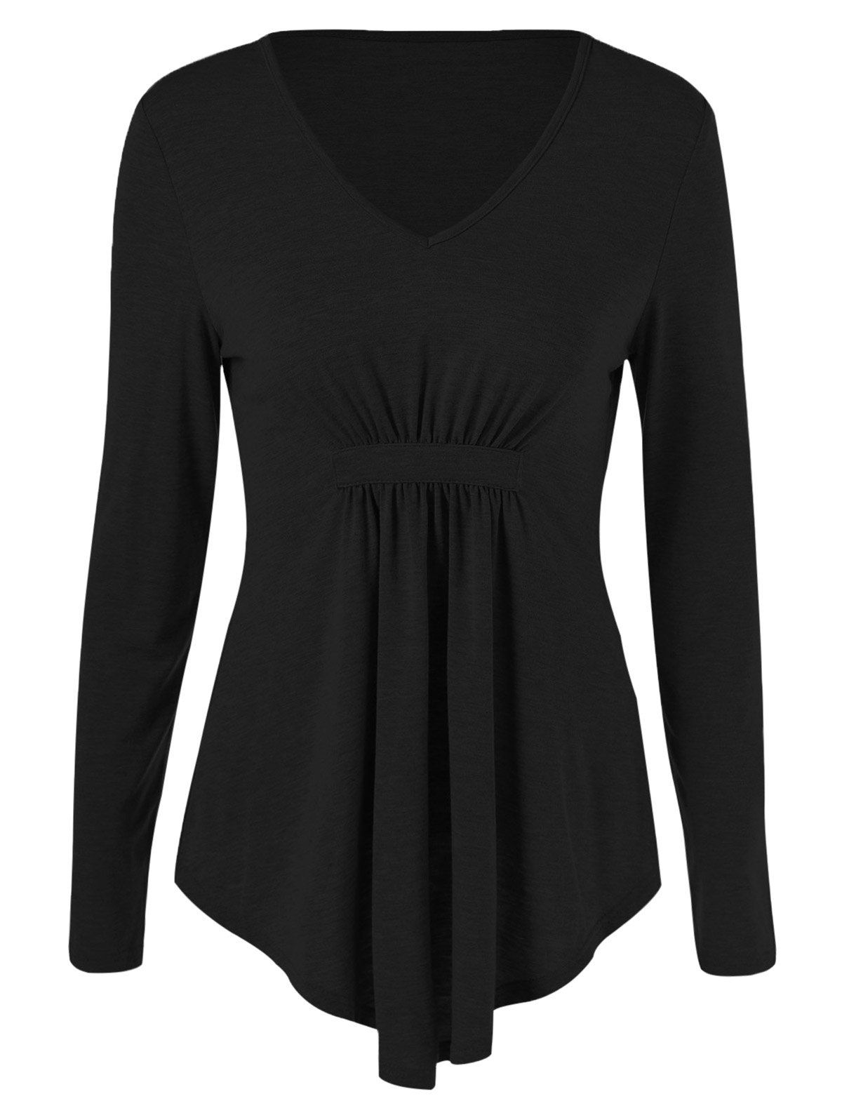 

Empire Waist Asymmetrical Flowy T-Shirt, Black