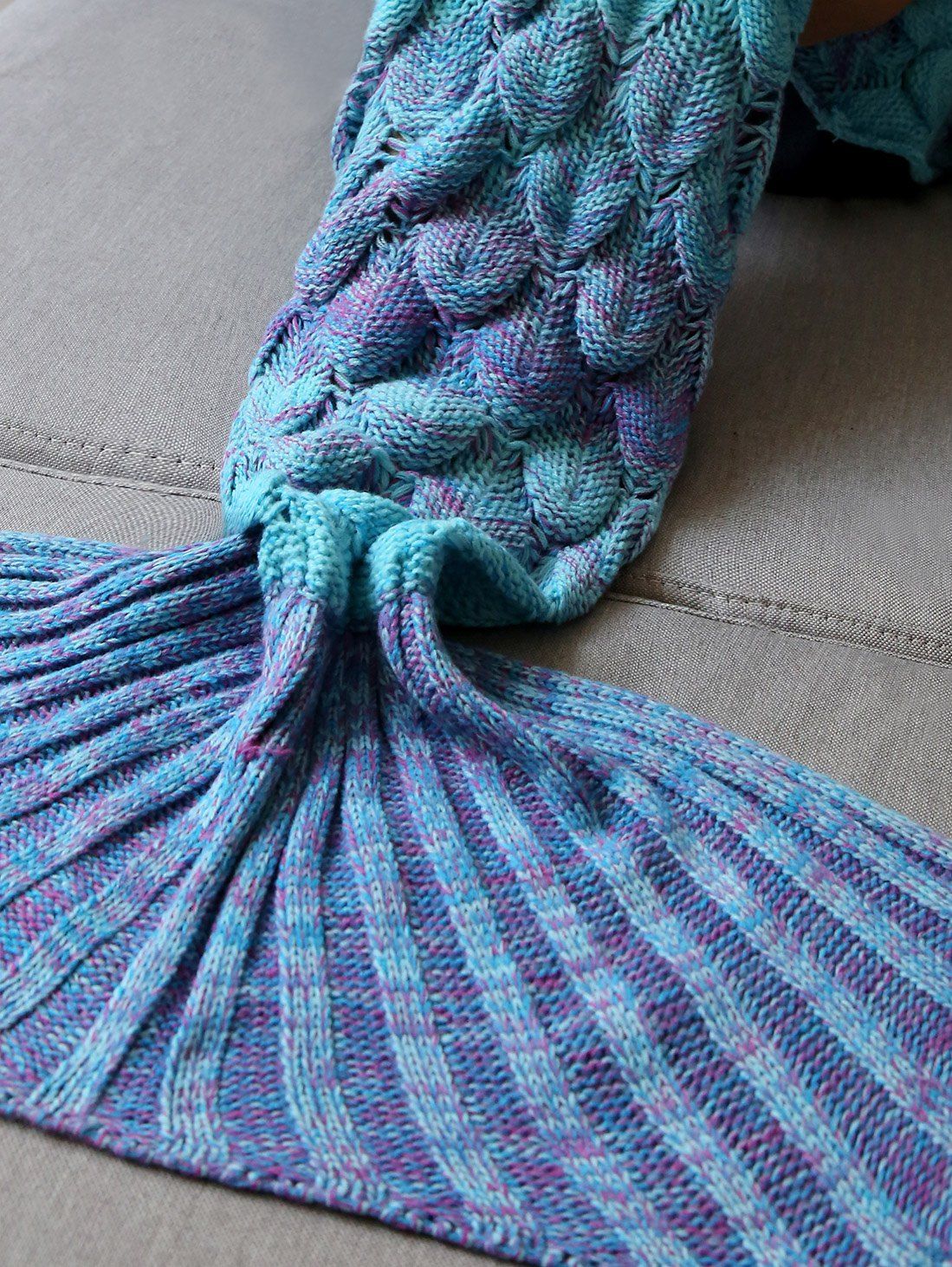 2018 Ombre Crochet Fish Scale Wrap Mermaid Blanket COLORMIX In Blankets