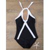 Halter Sports Color Block One-Piece Swimwear - WHITE/BLACK M