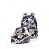 Fleur Peint 3 Pcs Backpack Set - Noir 