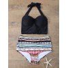 vintage Ensemble de bikini  imprimé en motif - Noir L