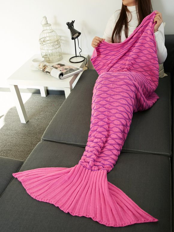Portable Knitting Vague Stripe Mermaid Tail design Blanket - Frutti de Tutti 