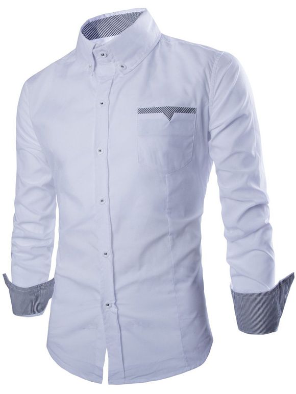 Chemisière à poche coupée avec noutons au front - Blanc XL