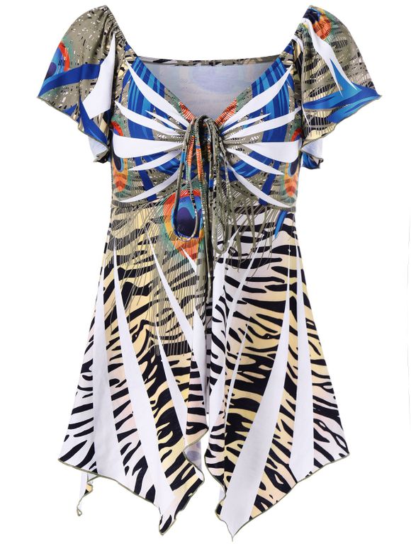 T-shirt Motif de Zebra  Taille Empire Asymétrique - multicolore XL