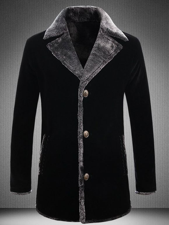 manteau boutonné à col revers - Noir XL