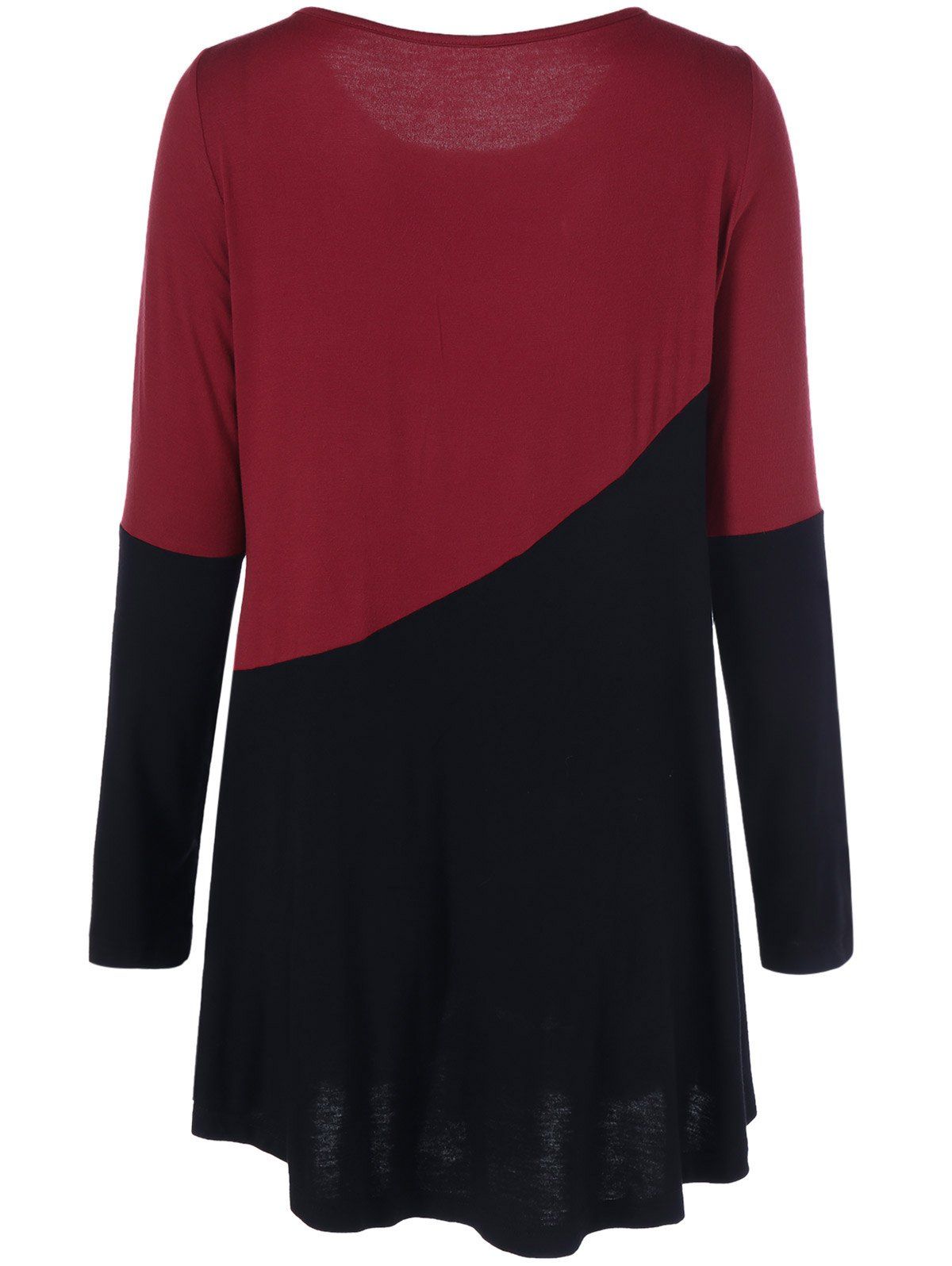 2018 Color Block Longline T-Shirt RED/BLACK M In Long Sleeves Online ...