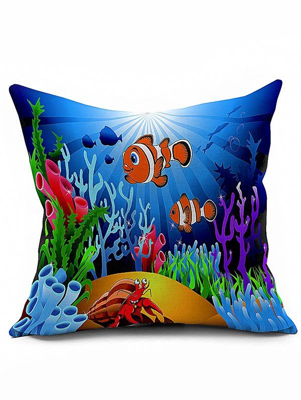 

Sea Coral Fish Animal 45*45CM Throw Pillow Case, Ocean blue