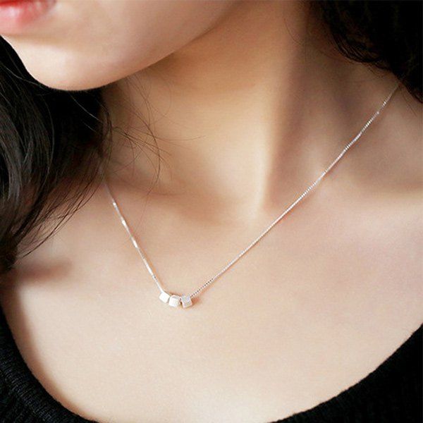 

Cube Geometric Embellished Necklace, Silver