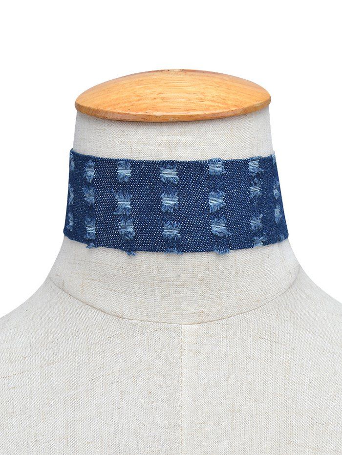 

Denim Choker Collar Necklaces, Deep blue
