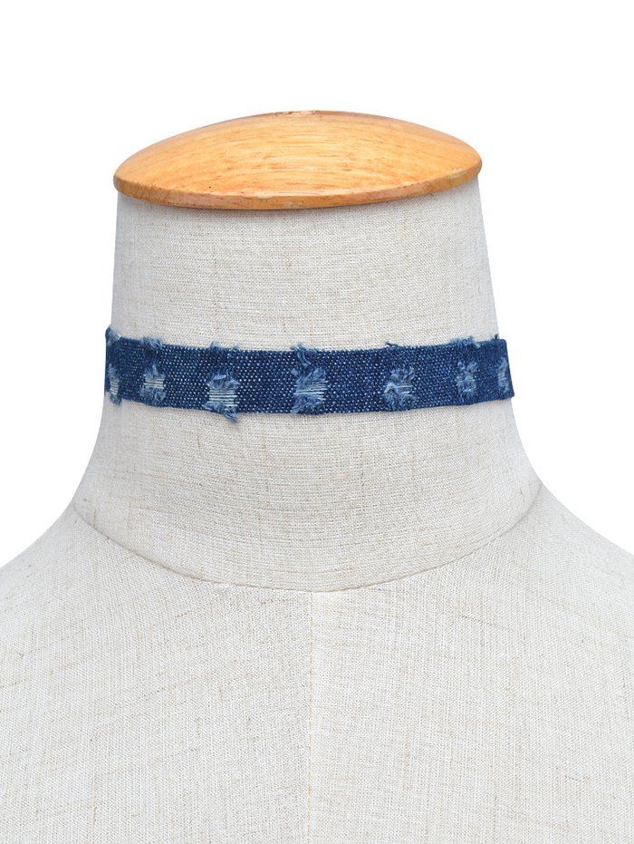 

Punk Jean Choker Necklace, Deep blue