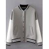 Couleur Patchwork poches design Baseball Jacket - Gris et Blanc M