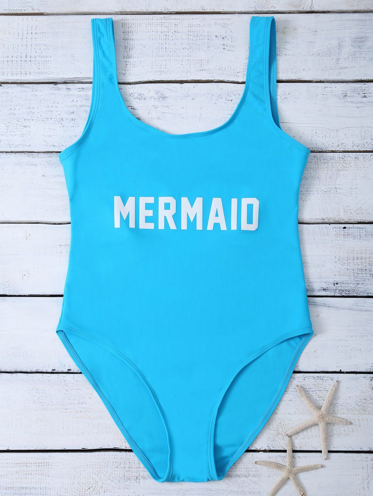 

High Leg One Piece Swimsuit, Lake blue