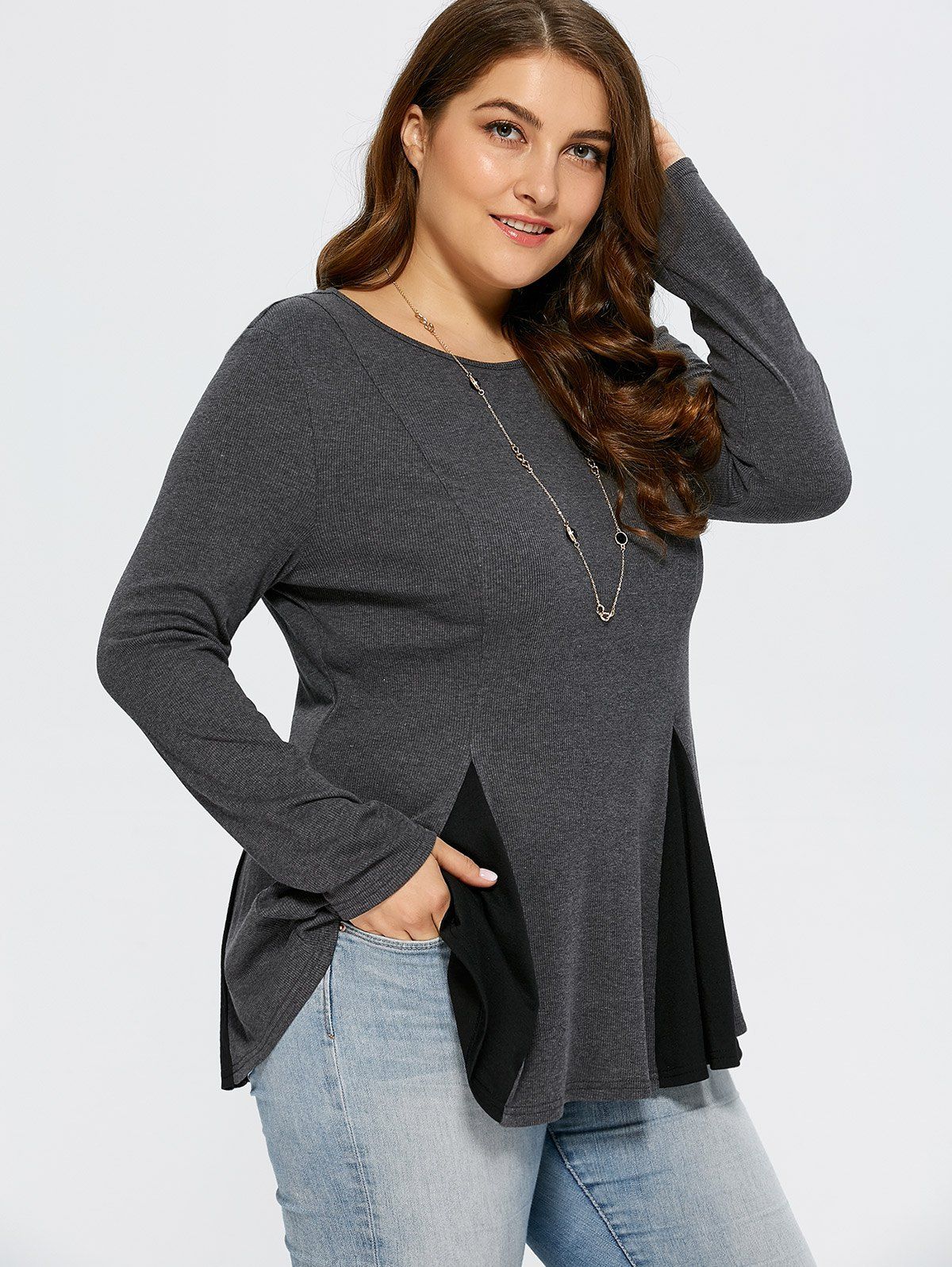 DressLily.com: Photo Gallery - Plus Size Two Tone Peplum T-Shirt