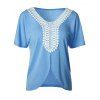 T-shirt fendu en crochet à manches raglan - Bleu S