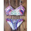 Chic Low Cut Halter Imprimé Ensemble bikini pour les femmes - multicolore L