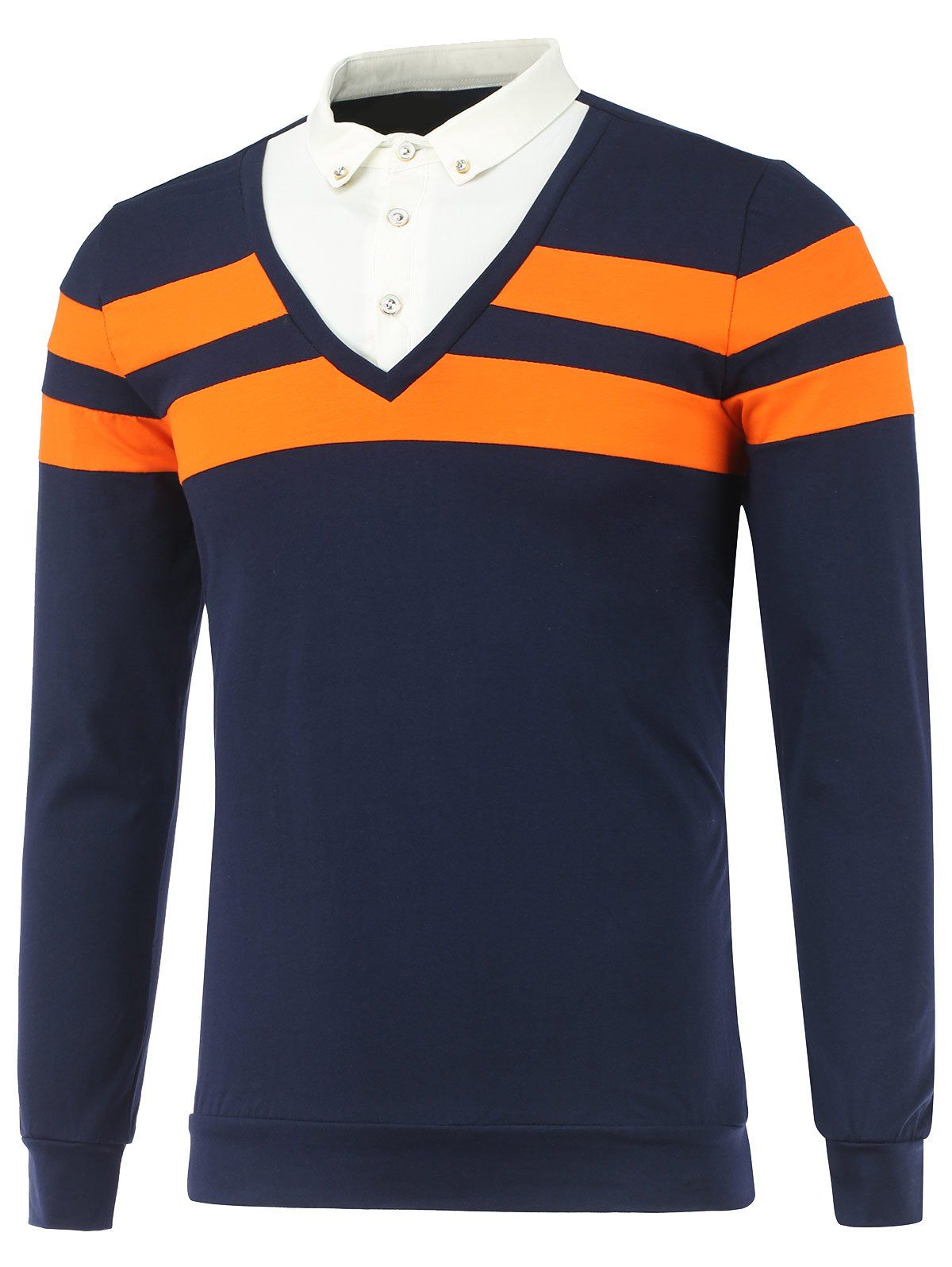 

Contrast Panel Shirt Collar Sweatshirt, Jacinth
