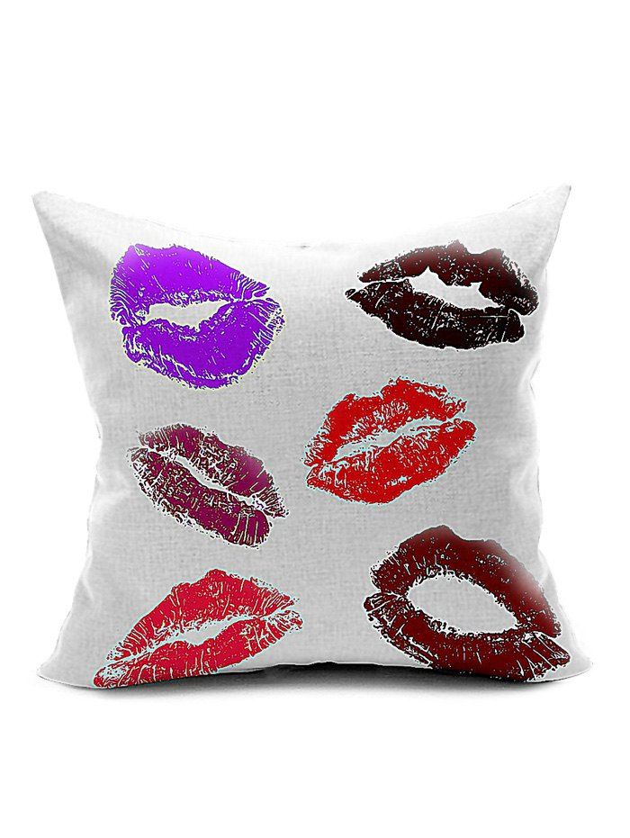 

Lips Square Throw Home Decor Pillow Case, White