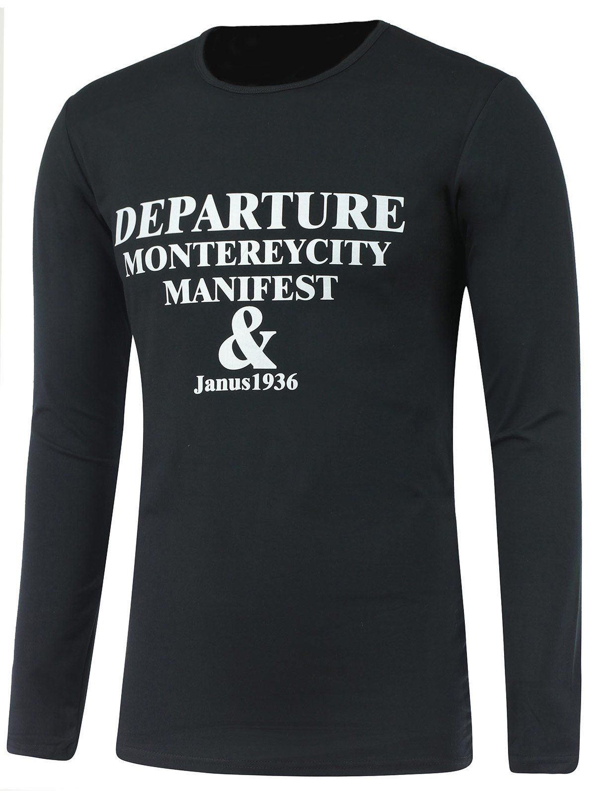 

Letter Graphic Round Neck T-Shirt, Black