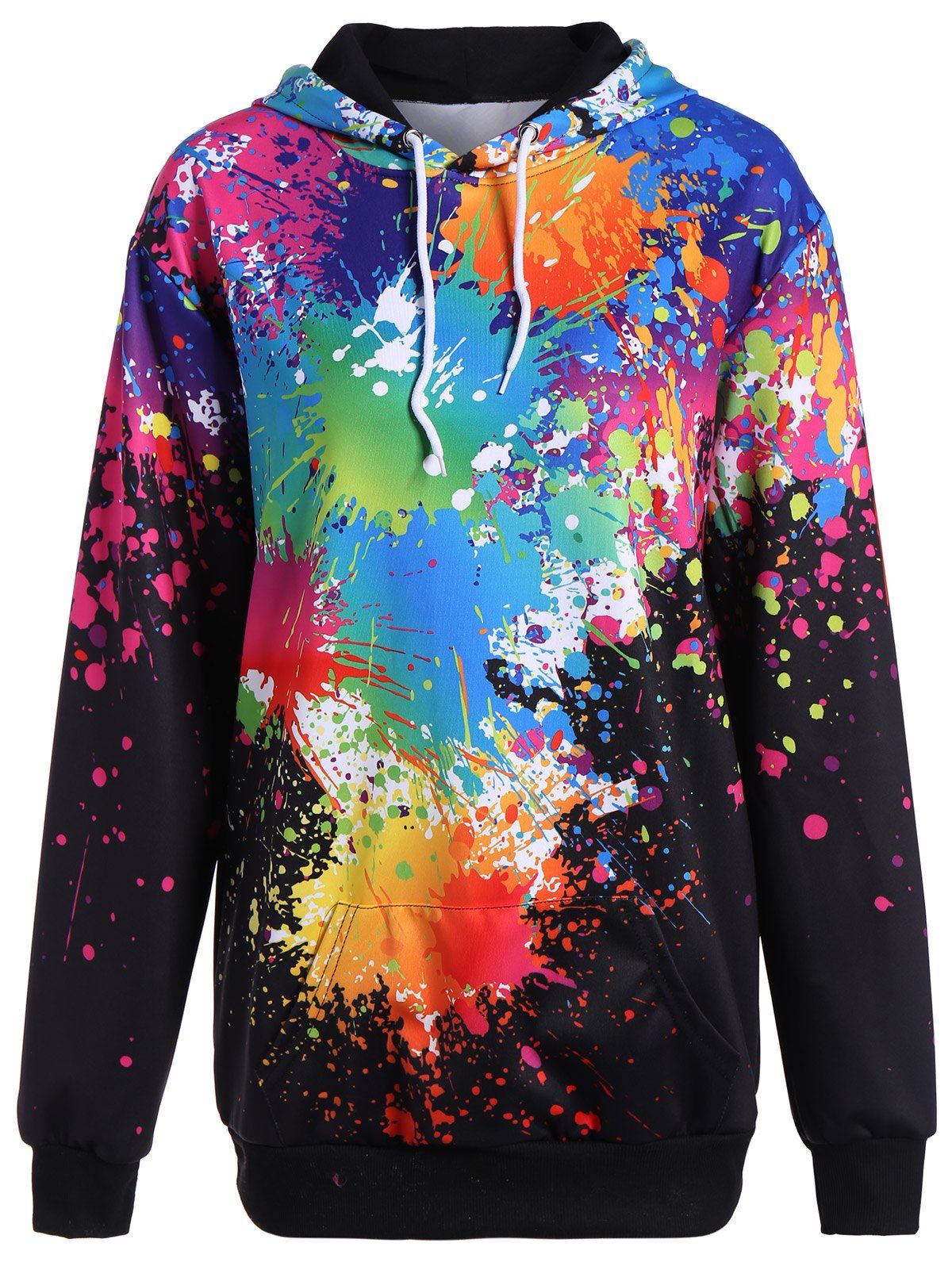 

Splatter Paint Plus Size Hoodie, Black