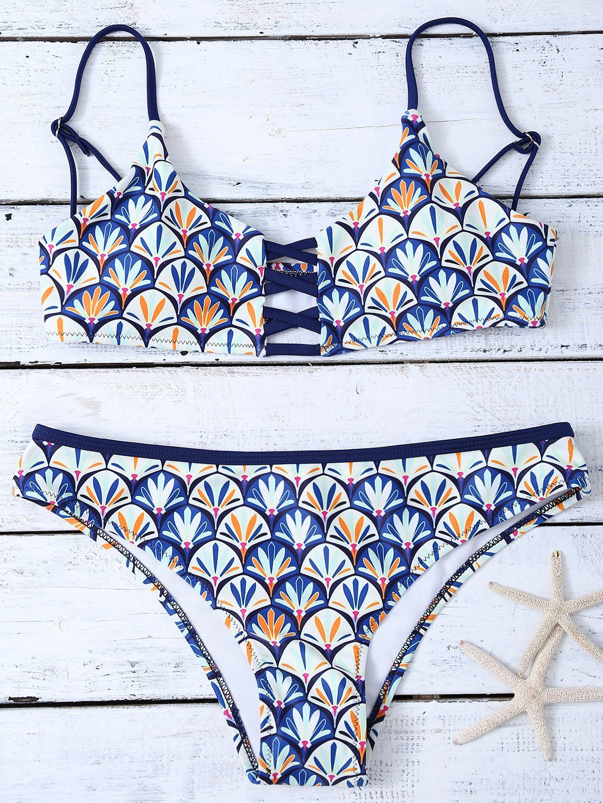 

Fish Scales Cami Bikini Set, Blue