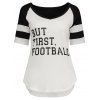 T-shirt court devant et long derrière imprimé lettre football - Blanc et Noir XL