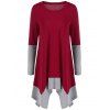 T-Shirt Tunique Mouchoir Contrastant - Rouge L