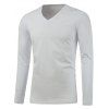 T-shirt Slim col en V a manches longues - Blanc XL