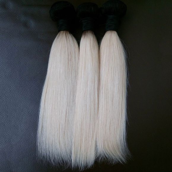 3 Piece / Lot 8A Vierge vietnamienne Droit Hair Weave - Blanc et Noir 14INCH*16INCH*16INCH