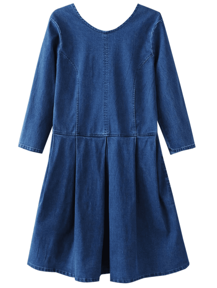 

Backless Short Jean Mini Denim Dress, Blue