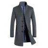 Slimming Single Breasted Stand Collar Wool Mix Coat - Gris 4XL