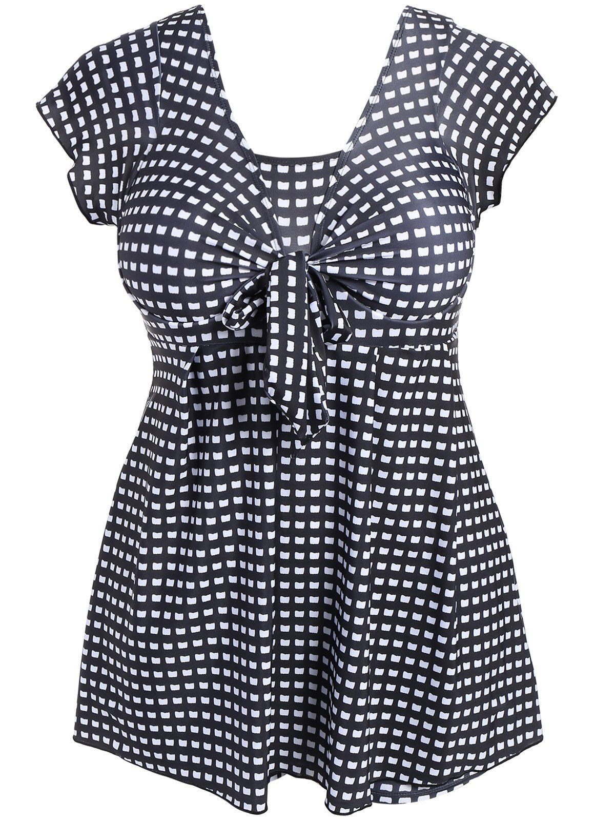 [17 OFF] 2021 Plus Size Print Swimwear In BLACK DressLily