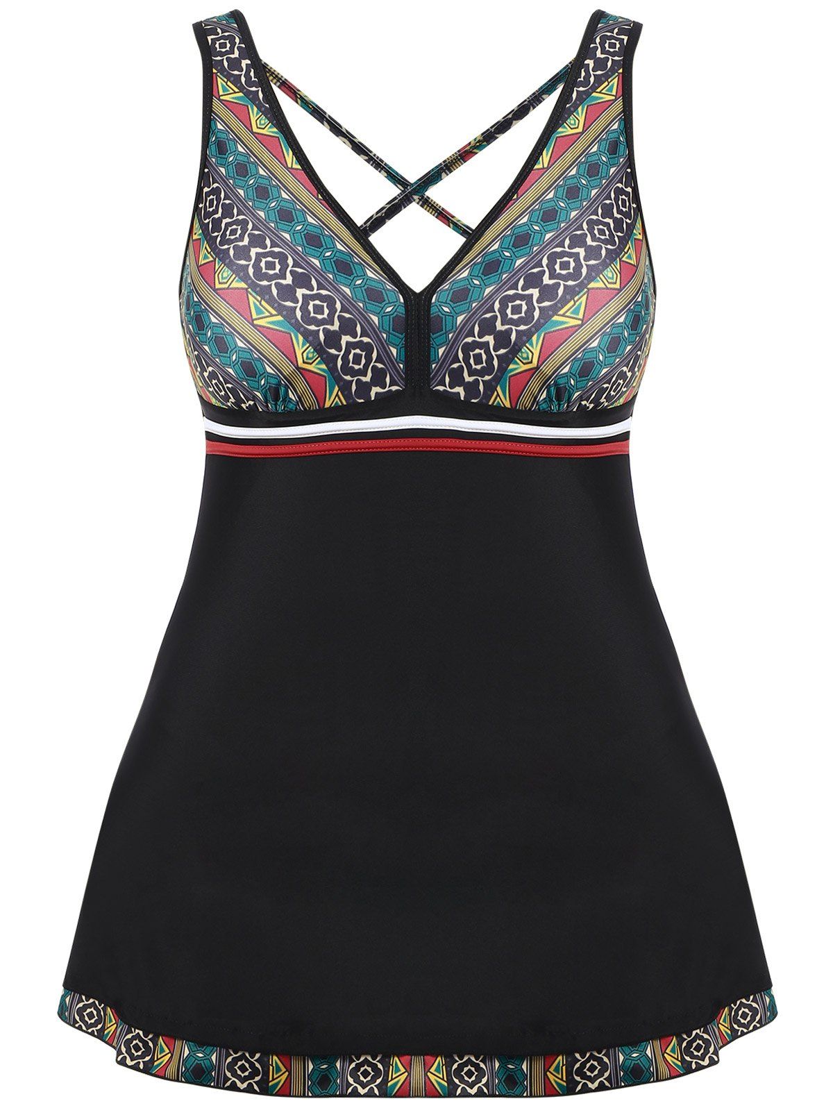 [41% OFF] 2021 Plus Size High Waisted Graphic Swimsuit In BLACK | DressLily