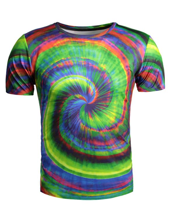 Short Sleeve Color Block Vortex T-shirt imprimé - Vert XL