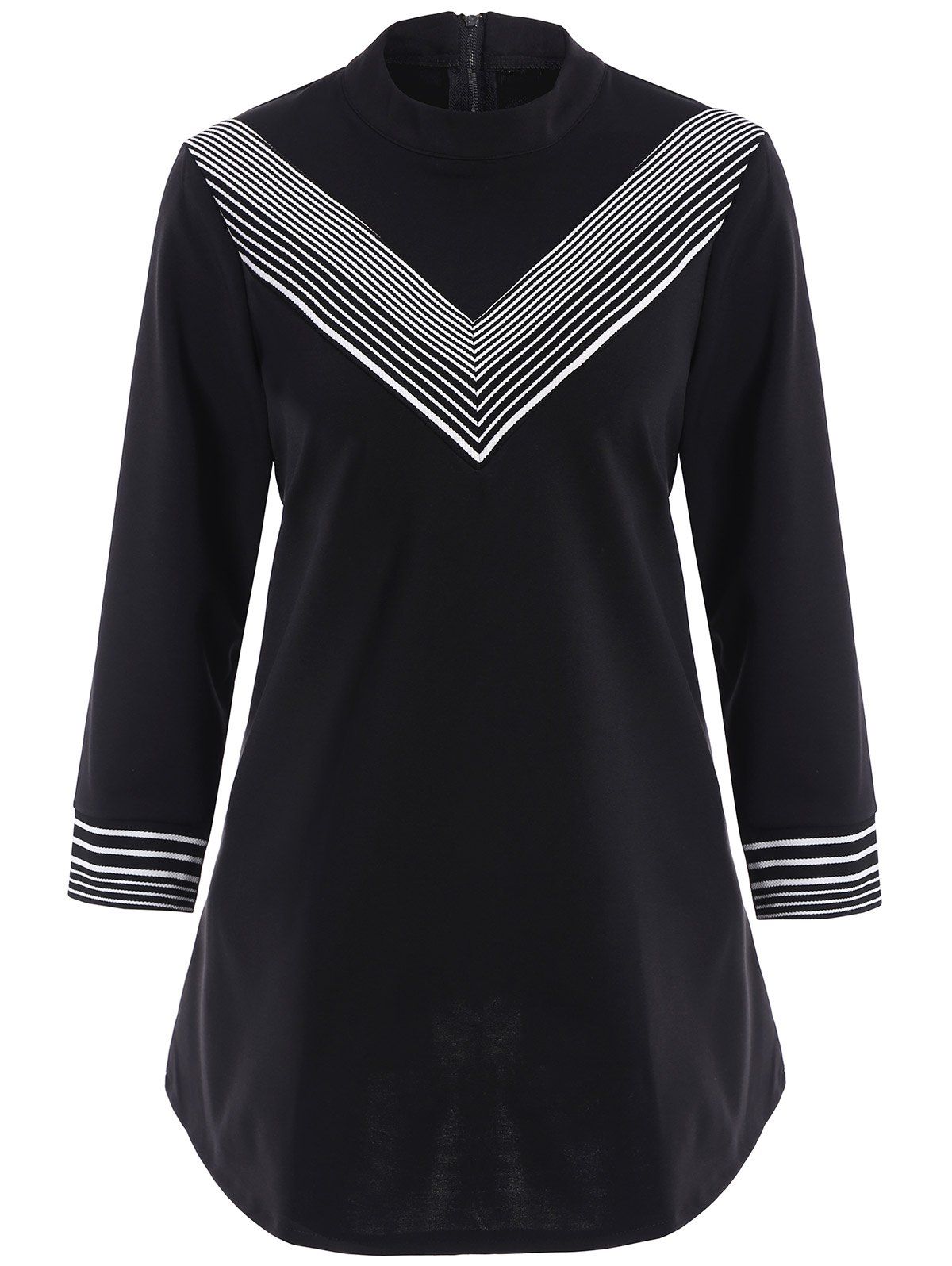 

Striped Zipper Design Dress, Black