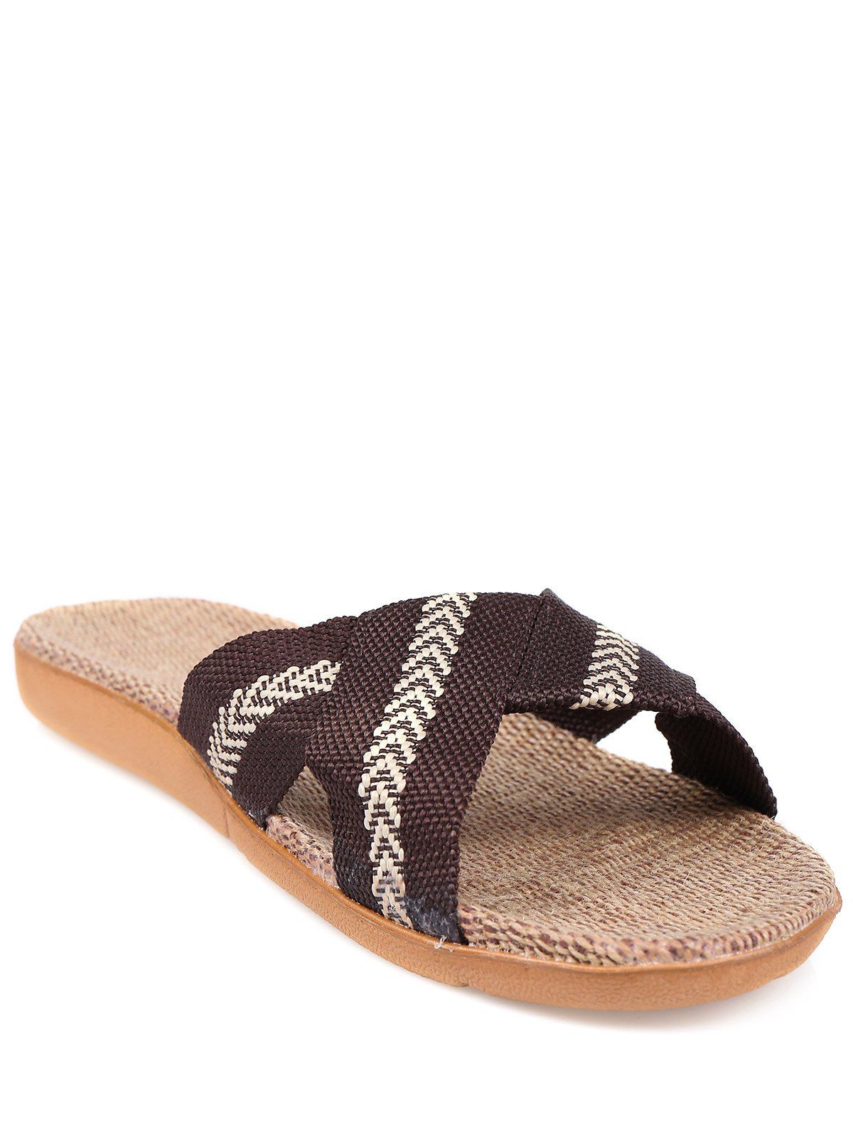 

Colour Block Cross Straps Slippers, Coffee