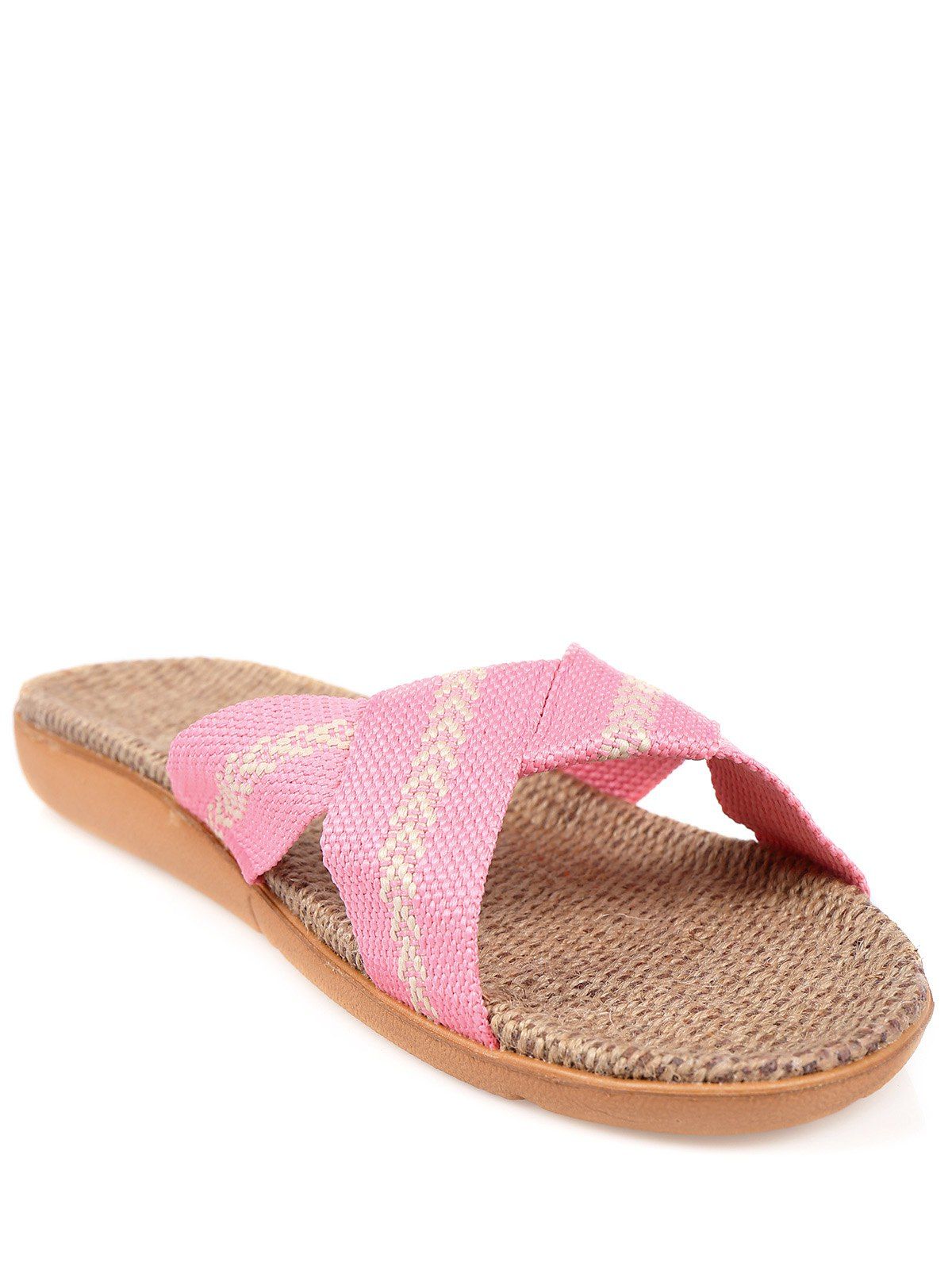 

Cross Strap Color Block Slippers, Pink