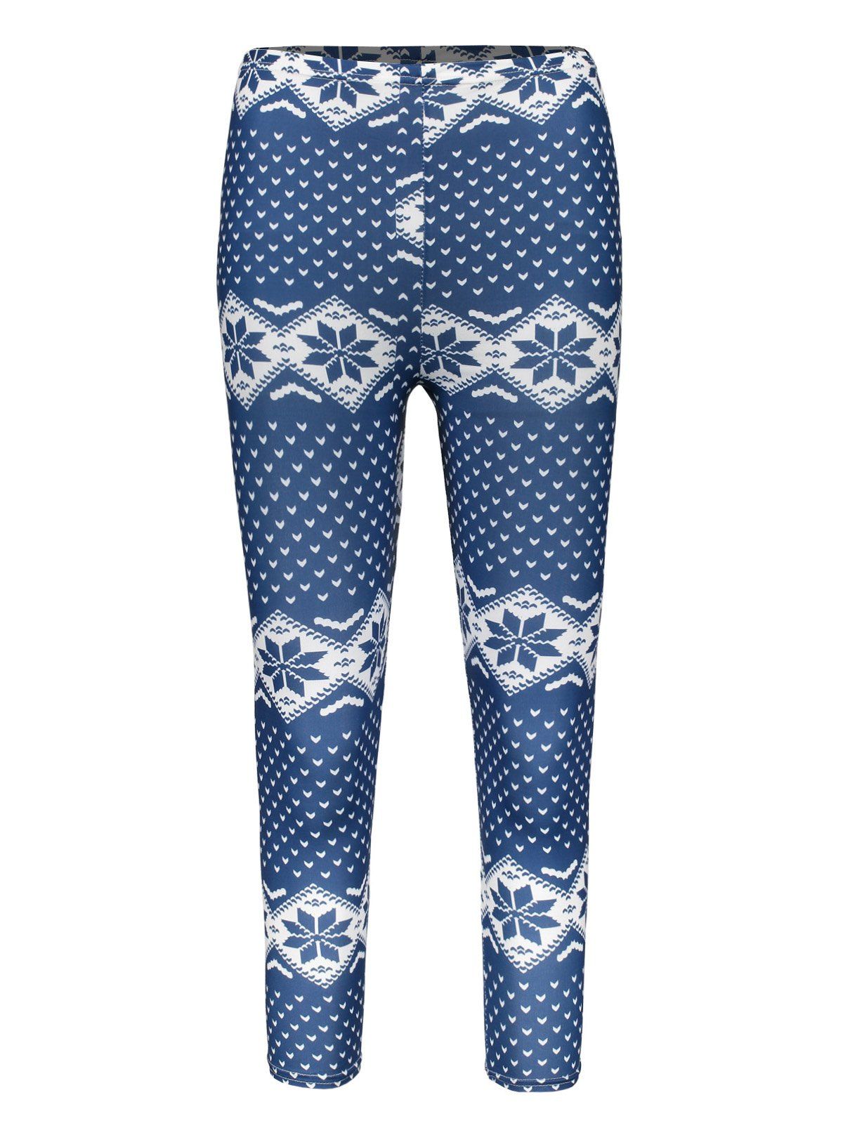 

Trendy Bodycon Heart Print Elastic Waist Women's Leggings, Purplish blue