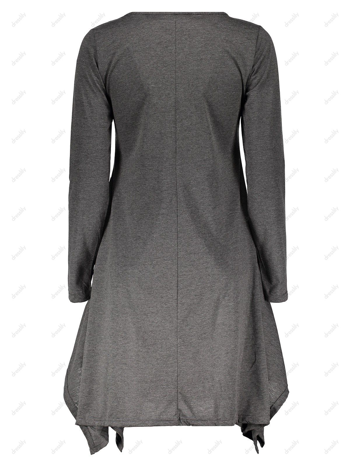 [37% OFF] 2021 Stylish Round Neck Long Sleeve Asymmetrical Spliced ...