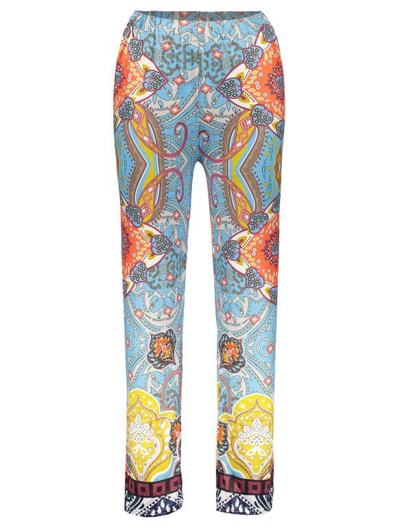 Pantalon Imprimé Floral à Taille élastique Style Rétro Pour Femme - multicolore L